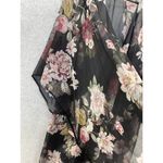 Cyn & Luca Women's Robe Sheer Black Floral Long Coverup Size XS Roses Photo 5