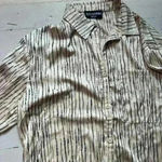 Kittenish  Stumbling Oversized Long Sleeve Cream And Animal Print Button Up Top M Photo 2