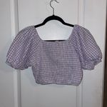 Purple and White Gingham Women's Crop Top Size Medium‎ Photo 1
