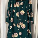 Xhilaration Dark Green Purple Floral Print 3/4 Sleeve Casual Cute Photo 1