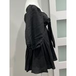 Charlie Holiday Black Puff Sleeve Tie Front Mini Dress XS Smocked Back Cutout Photo 2