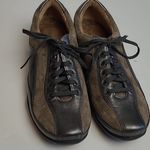 TAOS STEADY PEWTER GRAY PANELED LEATHER SUEDE SNEAKER LOAFER WOMENS 8.5 Photo 2