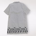 Nicole Miller Blue Pinstripe Embroidered Monkeys Shift Mini Dress Size 10 Photo 2