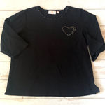 Quacker Factory Women’s L/G Black Top Short Sleeve Shirt  Size Large 100% Cotton Photo 0