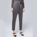 White House | Black Market WHBM gray satin side tie tapered ankle pants Size 2 Photo 4