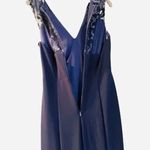 Miss Kim navy blue mermaid sequin gown with lace halter back sleeveless S NEW Photo 5