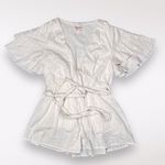 Showpo  White V Neck Romper Ruffle Sleeve Elastic Waist Size 6 Photo 8