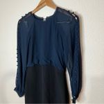 Badgley Mischka  dark blue black long sleeve sheath dress 2 Photo 3