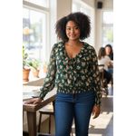 Lush Clothing Lush Women's Floral Long Sleeve Blouse Green Ruffle Neckline Size 3X Photo 8