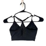 Nike  Black Logo Front Racerback V-Neck Front Design Sports Bra Women Sz S Photo 1