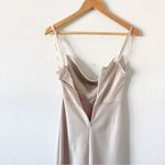 BHLDN Cali Satin Cowl Neck Midi Slip Dress in Oyster Photo 8