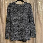 Apt. 9  Sparkly Black Silver Double Layered Sequin Long Sleeve Sweater, Large Photo 1
