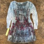 Fairy Elegant Floral Sheer Top Large NWT Blue Photo 6