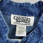 Vintage Country Store blue denim cotton floral embroidered mock neck zip jacket Size L Photo 3