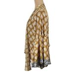 Elan Kimono Cardigan Satin Mustard Cream Bell Sleeve One Size Photo 1
