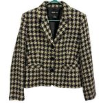 Style & Co Style Co Tan Black Houndstooth 3 Button Blazer Jacket Coat Faux Pocket Womens 10 Photo 0