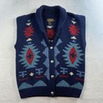 Eddie Bauer Vtg Sz M Navajo Native American Sweater Vest Buffalo Nickel Wool Photo 1