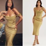 House Of CB NEW  Natalya Olive green Satin Corset Midi Dress Sz XS Photo 2