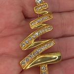 Monet  Christmas Tree Pin Gold Color Clear Rhinestones Vintage Photo 3