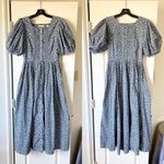 Doen Asheville Maxi Dress Organic Cotton Blue Cottage Daisy Floral Small EUC Photo 1