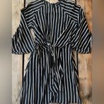 Topshop  Womens Black/Cream Long Sleeved Striped Dress Size 2 Photo 2