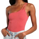 Lulus  One Shoulder Asymmetrical Ribbed Knit Bodysuit Size XL Cutout Party Summer Photo 0