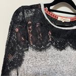 Rewind  Heather Gray Black Lace Long Sleeve Crewneck Top Neutral M Photo 10