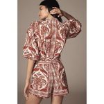 Farm Rio NWT  Tropical Cameo Belted Romper Size XS 100% Cotton Puff Sleeves Photo 3