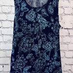Artisan NY  Linen Floral Sleeveless Blue Top‎ Size Large Photo 0