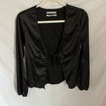 Urban Outfitters : Black Satin long sleeve Blazer with double tie front-XS Photo 0