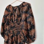 Rebecca Taylor  Women's Black Brown Arden Fern Print Silk Midi Dress Size Medium Photo 8