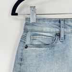 Paige  Women's Blue Light Wash Distressed Hem Side Slits Denim Mini Skirt Size 24 Photo 3