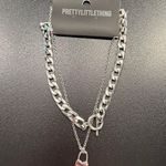 Pretty Little Thing Silver Chunky Chain T Bar And Heart Pendant Layering Necklace Photo 1