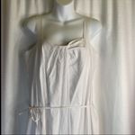 Vince Draped Sleeveless Linen Blend Midi Dress Large Optic White New Photo 15