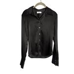 Babaton Aritzia  Industry Satin Shirt Black Size XS Long Sleeve Button Up Blouse Photo 5
