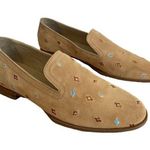 Rag and Bone Amber Embroidered Suede Rounded Point Slip On Loafer Flat Tan 38 US 8 Photo 0