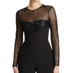 Halston Heritage Halston Jac Sequin Illusion Neck Crepe Wide Leg Jumpsuit Black Size 2 NWT Photo 3