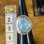 Natural Aquamarine Sterling Silver Cocktail Ring Size 6.75 Photo 6