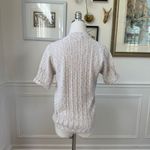 Vintage 70s British Vogue Slightly Cropped Vneck Sweater Beige XS Tan Photo 3