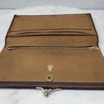 Vintage Mark Cross Checkbook Wallet 7" Brown Kiss Lock Bifold Soft Leather Italy Photo 15