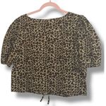 Abound NWT  Tie Front Cotton Poplin Crop Top - Size L - Leopard Print Photo 6