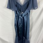 Topshop  Satin Mixed Fabric Hi Low Maxi Dress Navy Size 6 Photo 6