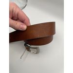 Brown Leather Belt Full Grain Silver Buckle Handcrafted in America Size 30 75 Photo 8