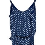 Michael Kors Spaghetti Strap Navy Blue Polka Dot Wrap Top Wide Leg Jumpsuit Photo 8