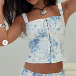 Princess Polly  Modern Girl Top White Blue Corset Top Size 8 NWT Photo 0