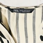 ZARA  Cream and Black with Stripe and Polka Dots Wrap Blouse Long Sleeve Top Photo 5