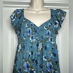 NWT Thirty/Thirty Floral Stretch Cap Sleeve Flowy Women’s Dress Cute Sundress L Blue Size L Photo 1