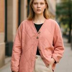 Topshop NWT washed quilted ovoid jacket in pink Photo 0