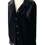 VINTAGE 90s ELLEN FIGG Black Velvet Shirt with Satin Trim Size 12 Photo 1