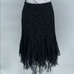 Simon Chang Black Lace Asymmetrical Ruffle Midi Skirt Size 4 Photo 3